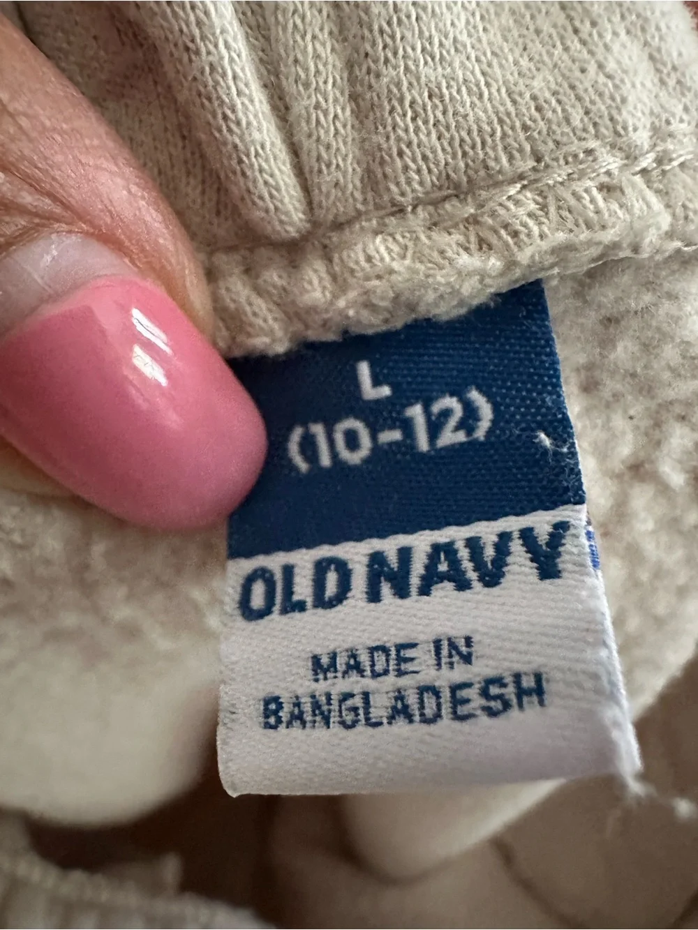 Old navy kids size L Cream Drawstring Lounge Shorts with Logo Patch